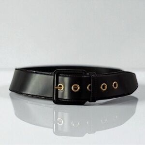 MIU MIU PRADA Leather Gold Hardware 5 Hole Wide Belt 85/34